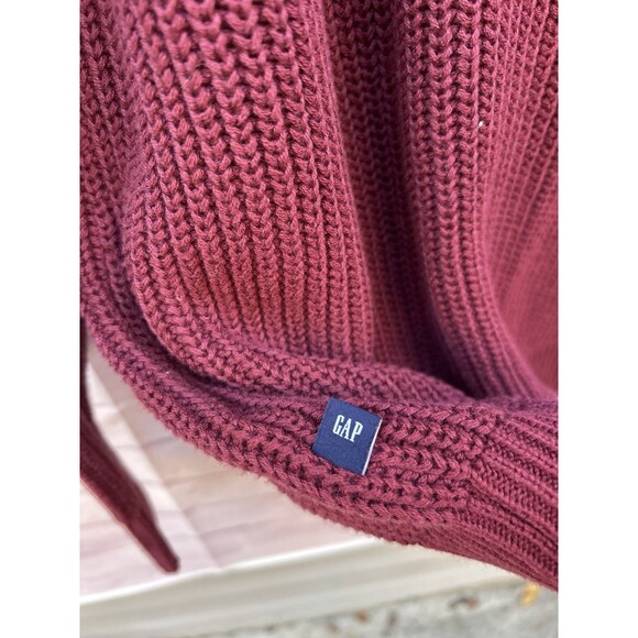 NWT Gap Shaker Stitch Chunky Knit Size L Boyfriend Grandpa Cardigan Burgundy - Picture 5 of 11
